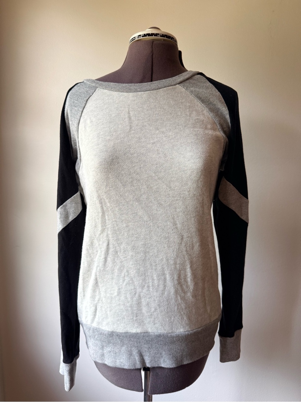 J. Crew Two-Tone Gray and Black Raglan Sweatshirt